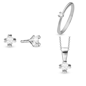 Sterling sølv smykkesæt, Mary serien by Aagaard med ialt 0,20 ct labgrown diamanter